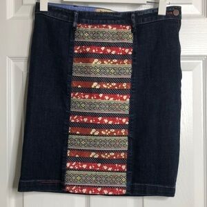 Anthro Holding Horses Skirt Denim Sides Print 26 Grandma Core
